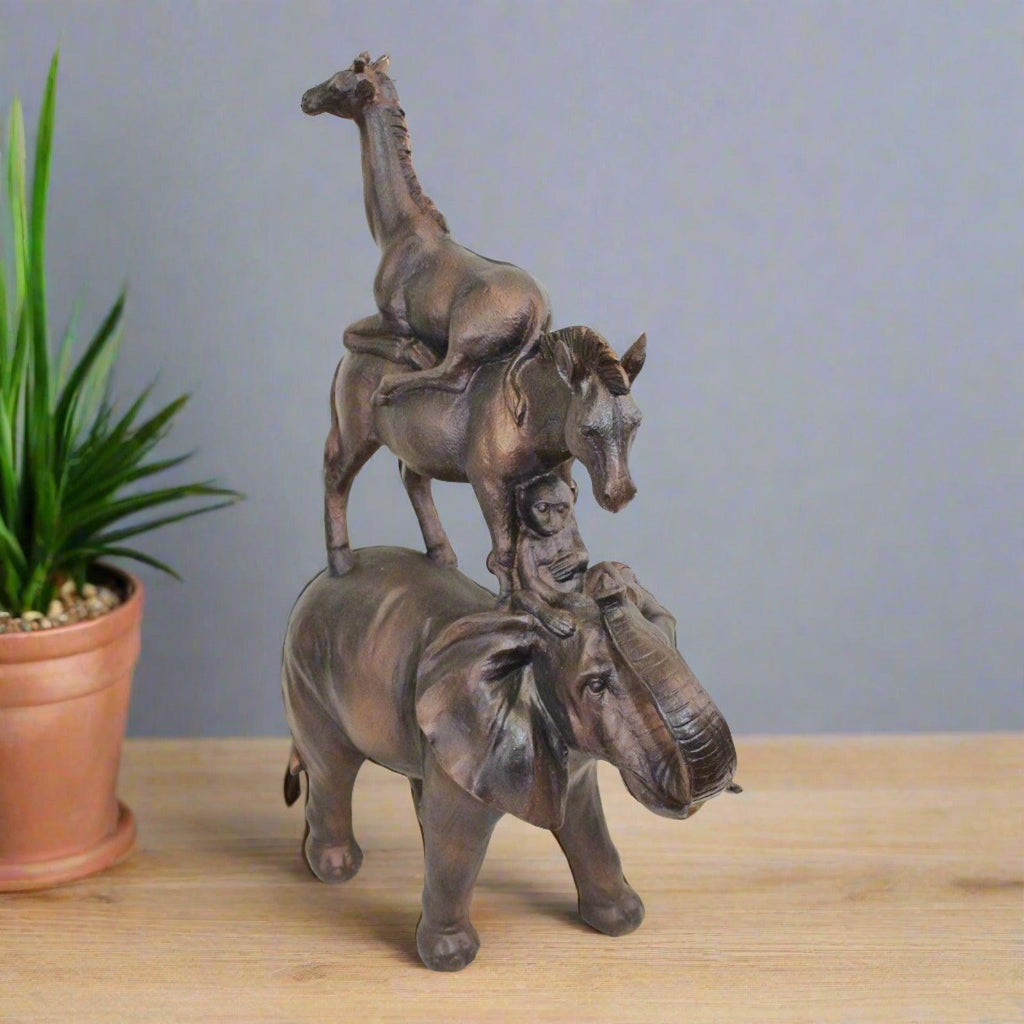 Bronze Effect Stacking Animals Ornament Geko Products