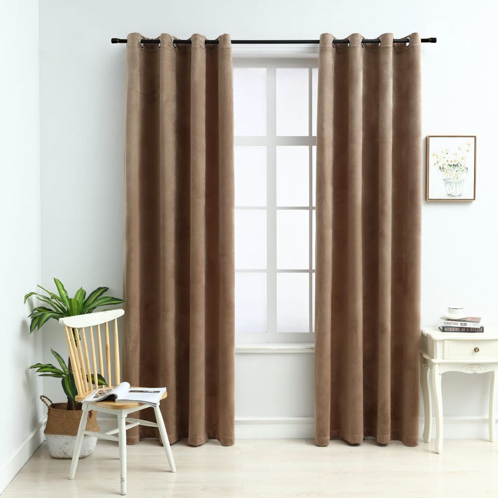 vidaXL Blackout Curtains with Rings 2 pcs Velvet Black 140x175 cm vidaXL