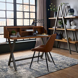 Shades 4 Seasons Brown Leather Dining Chair with Metal Legs Shades 4 Seasons