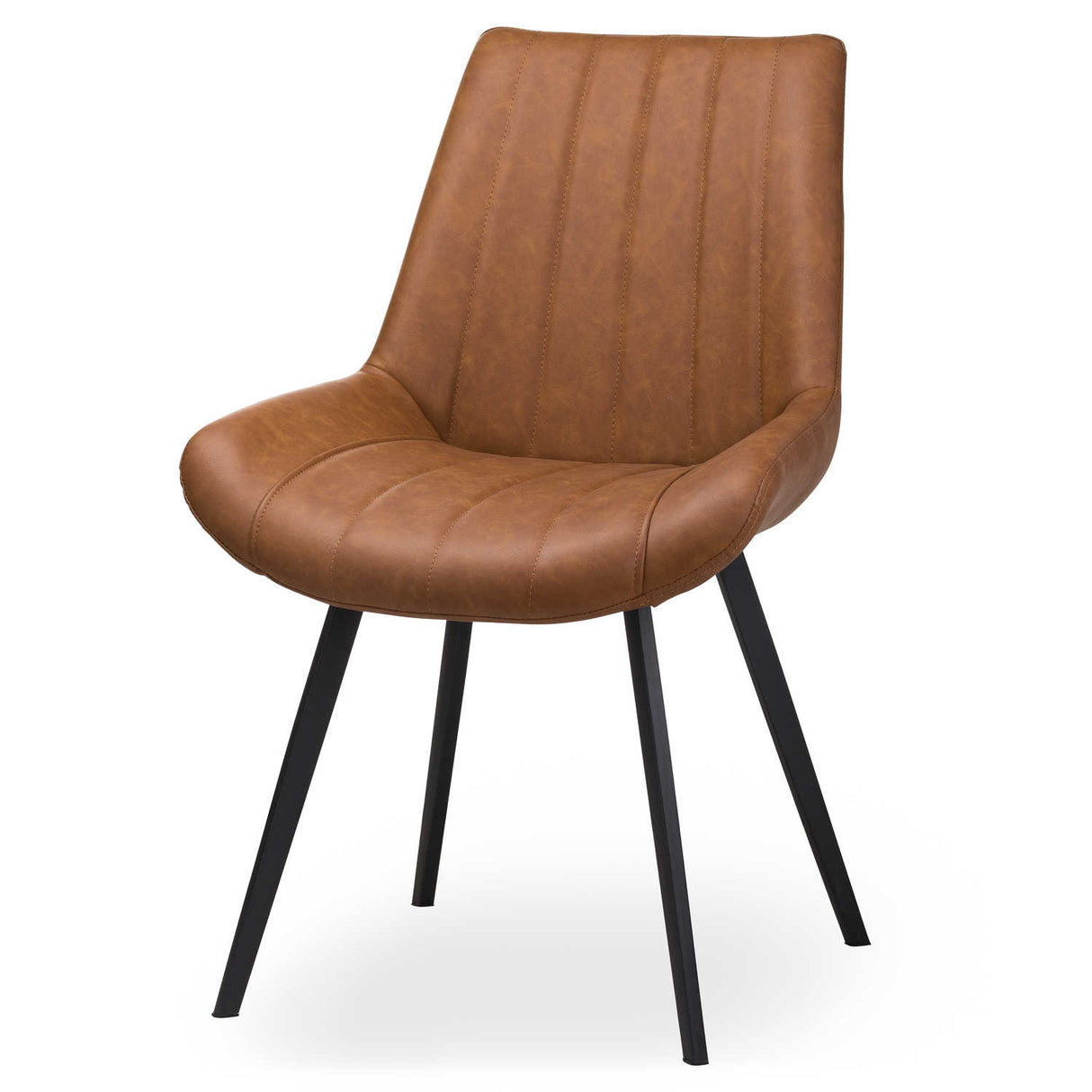 Shades 4 Seasons Brown Leather Dining Chair with Metal Legs BROWN FAUX LEATHER Shades 4 Seasons