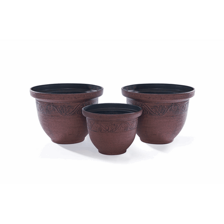 Greenhurst Brown Planters Set of 3 Decorative Pots Greenhurst