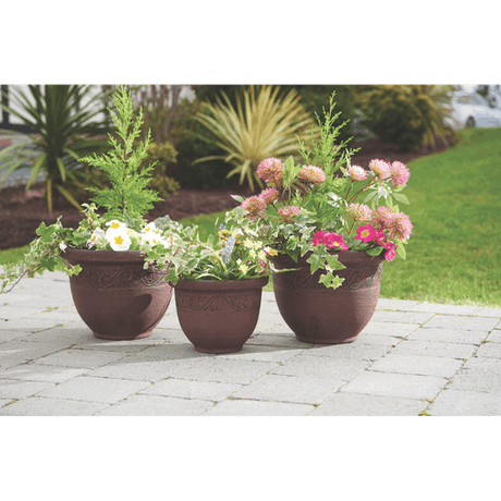 Greenhurst Brown Planters Set of 3 Decorative Pots Greenhurst