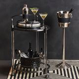 Orsina stylish wine bucket on a bar cart with cocktails, wine bottles, and cocktail shaker