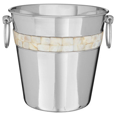 Orsina Stainless Steel Bucket with Shell Inlay for Chilling Wine and Beverages