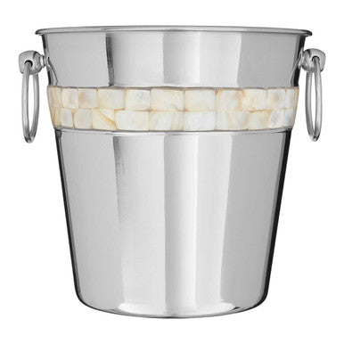 Orsina stainless steel wine bucket with decorative shell inlay and sturdy handles