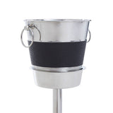 Orsina Stainless Steel Wine Bucket with Black Leather Band for Chilling Bottles