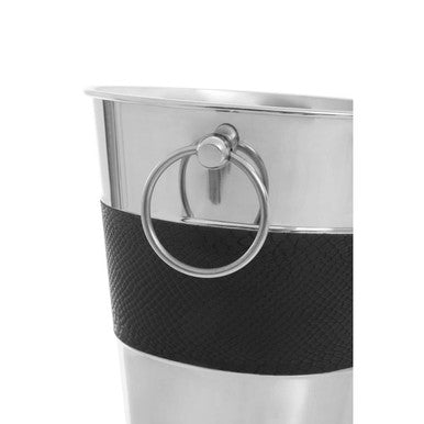 Orsina Bucket made of stainless steel with a black textured band and a side ring for easy handling