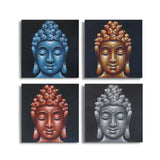 Set of 4 Buddha Heads Sand Detail 40x40cm AW-Dropship