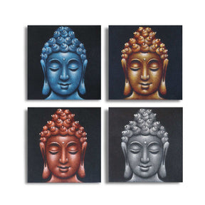 Set of 4 Buddha Heads Sand Detail 40x40cm AW-Dropship