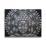 Set of 4 Grey Buddha Mandala Brocade Detail 30x40cm AW-Dropship