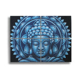 Set of 4 Blue Buddha Mandala Brocade Detail 30x40cm AW-Dropship