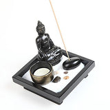 Buddha Ornament with Incense Holder and Decorative Stones in a Zen Sand Tray