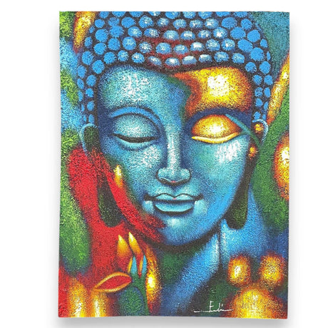 Buddha Painting - Blue & Bronze Flower 75x55cm Shades 4 Seasons