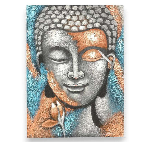 Buddha Painting - Blue & Bronze Flower 75x55cm Shades 4 Seasons