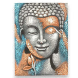 Buddha Painting - Silver & Rose Gold Flower 75x55cm AW-Dropship