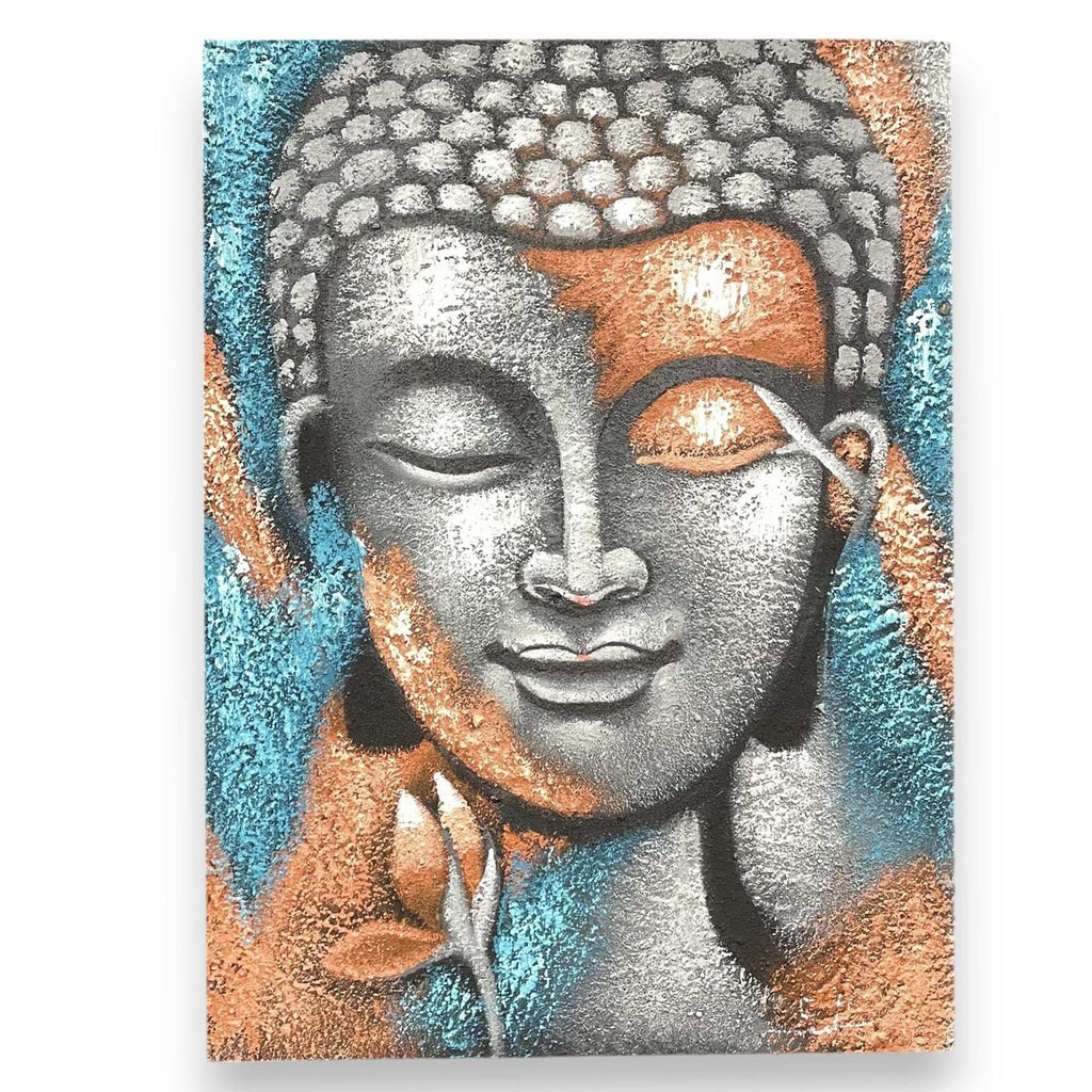 Buddha Painting - Silver & Rose Gold Flower 75x55cm AW-Dropship