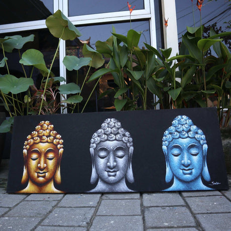 Buddha Painting - Three Heads Black AW-Dropship