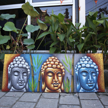 Buddha Painting - Three Heads With Bamboo AW-Dropship