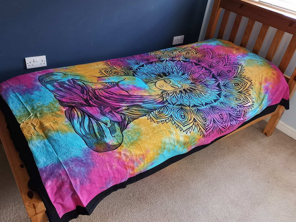 Single Cotton Bedspread and Wall Hanging - Peaceful Buddha AW-Dropship