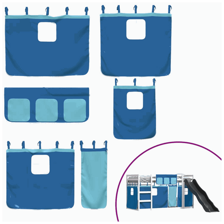 vidaXL Bunk Bed with Slide and Curtains Blue 90x200 cm vidaXL