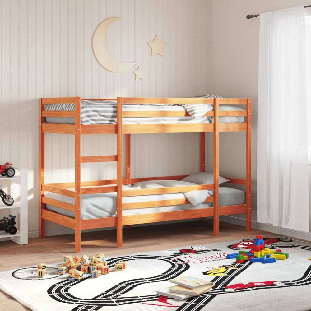 vidaXL Bunk Bed 80x200 cm Solid Wood Pine wax brown vidaXL