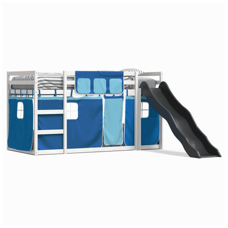 vidaXL Bunk Bed with Slide and Curtains Blue 90x200 cm vidaXL