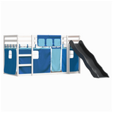 vidaXL Bunk Bed with Slide and Curtains Blue 90x200 cm vidaXL