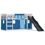 vidaXL Bunk Bed with Slide and Curtains Blue 90x200 cm vidaXL