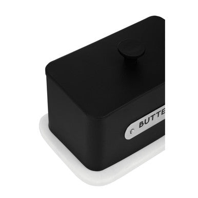 Orsina Black Butter Dish with Lid and White Base for Stylish Food Storage