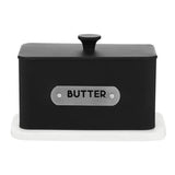 Orsina Butter Dish in Black with Stainless Steel Label, Ideal for Keeping Butter Fresh