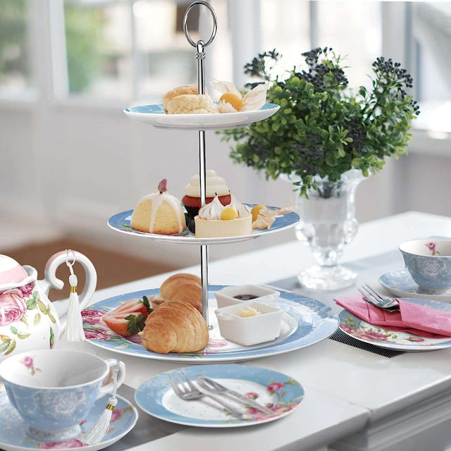 Elegant Cake Set displayed with pastries and tea cups for a delightful afternoon tea experience