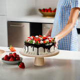 Orsina Cake Stand with Elegant Design, Displaying a Chocolate Cake with Fresh Fruits