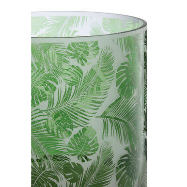 Orsina Candle Holder with a Green Leaf Pattern for Elegant Home Decor and Ambient Lighting
