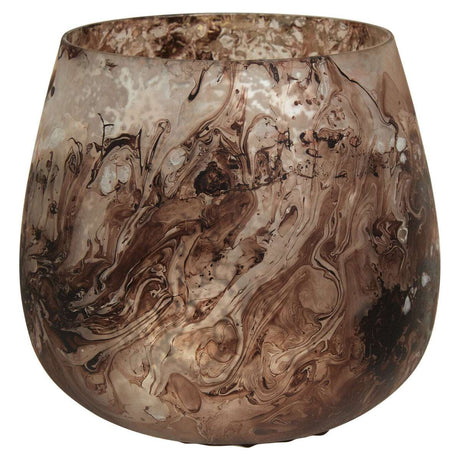 Orsina Decorative Candle Holder in Elegant Swirled Brown Glass design for Home Decor