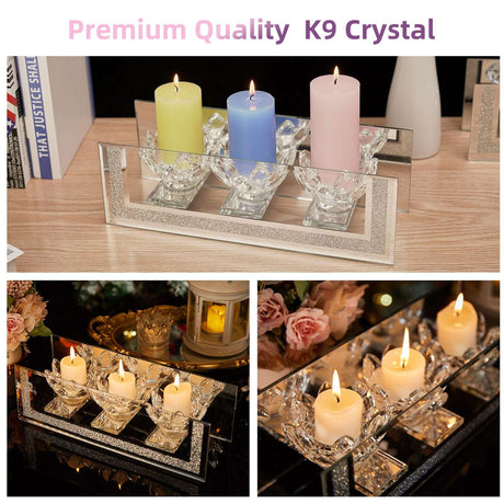 Elegant K9 Crystal Candle Holder with three candle spaces, perfect for stylish home decor