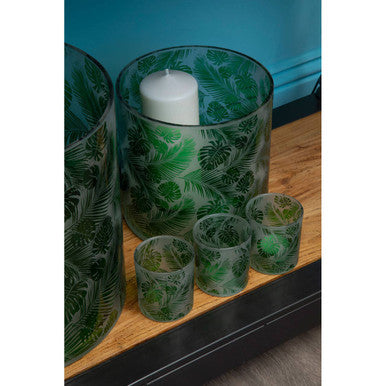 Orsina Candle Holder Set with Tropical Leaf Pattern for Home Decor and Ambient Lighting