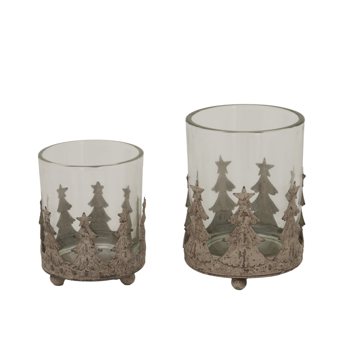 Elegant Christmas candle holders with forest design, perfect for festive home decor