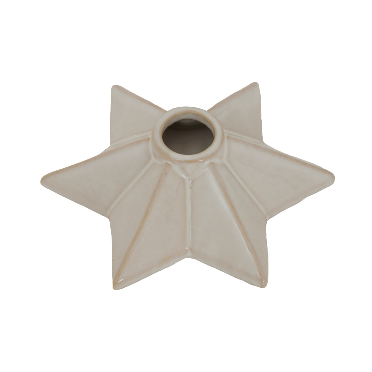 Ceramic star-shaped candle holder in soft beige, perfect for Christmas decor.