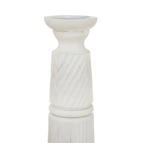 White decorative candle holder with a twisted design, perfect for any home decor