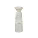 Elegant white marble candle holder with decorative ribbed design for stylish home decor