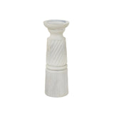 Elegant white marble candle holder with decorative ribbed design for stylish home decor