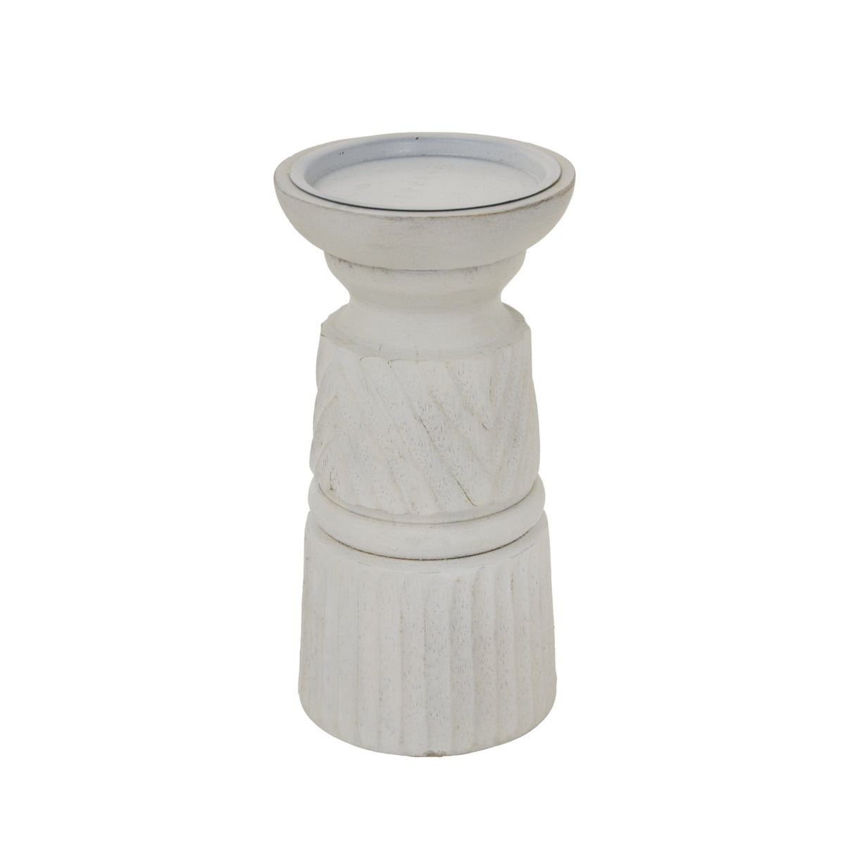 Elegant white candle holder with textured design, perfect for adding a touch of style to any room