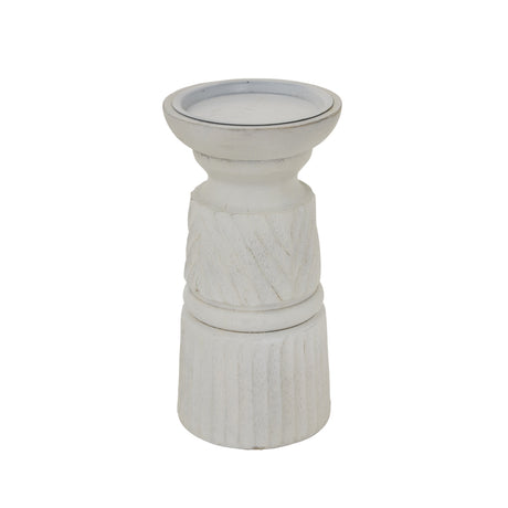 Elegant white candle holder with textured design, perfect for adding a touch of style to any room