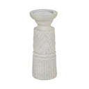Elegant white candle holder with intricate textured design for stylish home decor