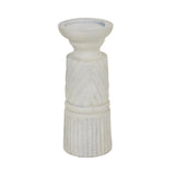 Elegant white candle holder with intricate textured design for stylish home decor