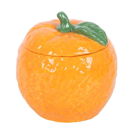 Orange Fruit Ceramic Candle Jar with Lid - Stylish Home Decor N/A