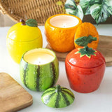 Orange Fruit Ceramic Candle Jar with Lid - Stylish Home Decor N/A