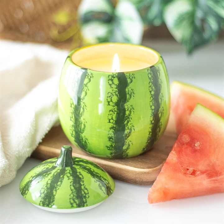 Watermelon Design Candle Jar with Lid - Stylish Home Decor N/A