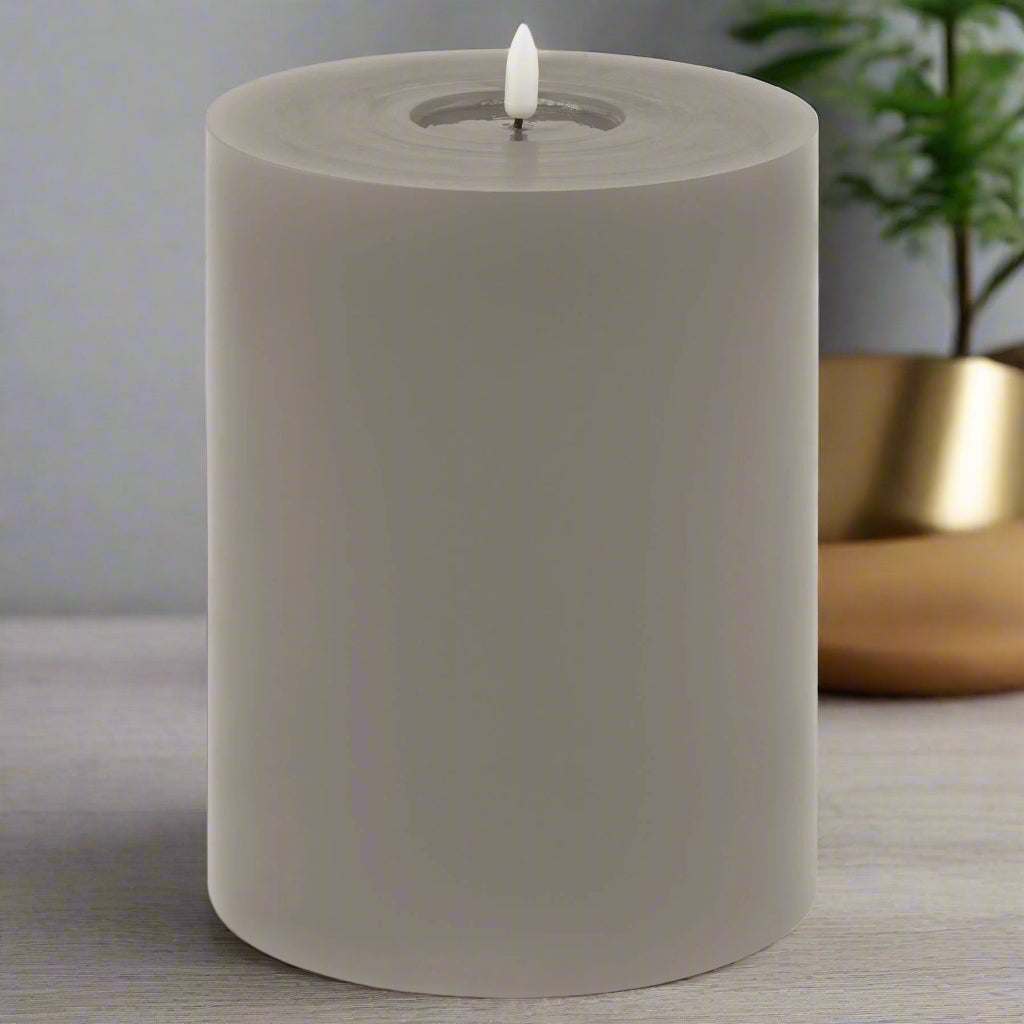 Luxe Collection Melt Effect 6x8 Grey LED Wax Candle GREY WAX Shades 4 Seasons