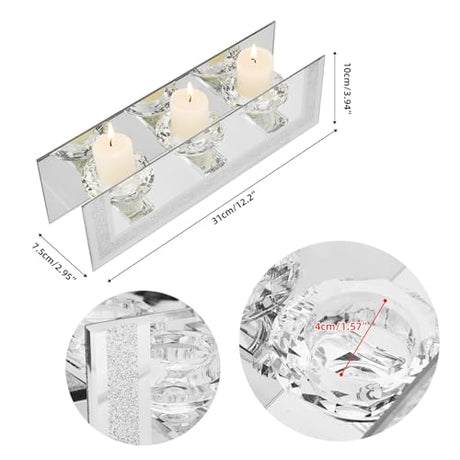 Elegant mirrored candle holder featuring three crystal cups for a stylish home decor accent
